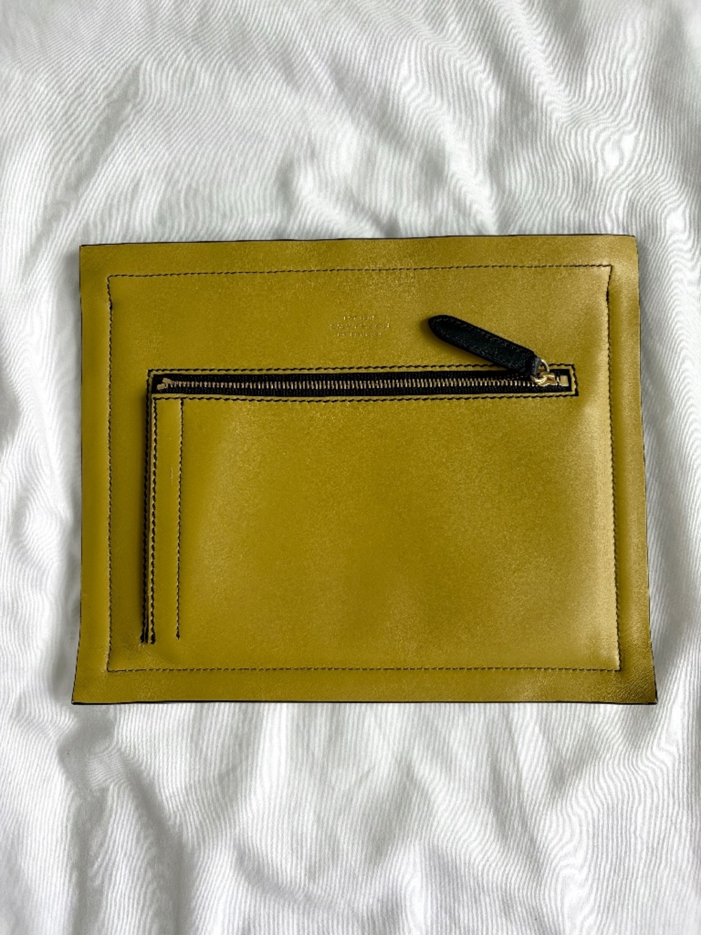 Smythson olive green clutch